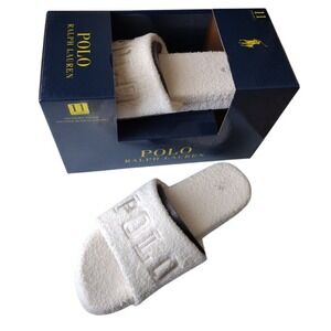 Polo Ralph Lauren Slippers‎ Women 11 Cream Memory Foam Antimicrobial Lining